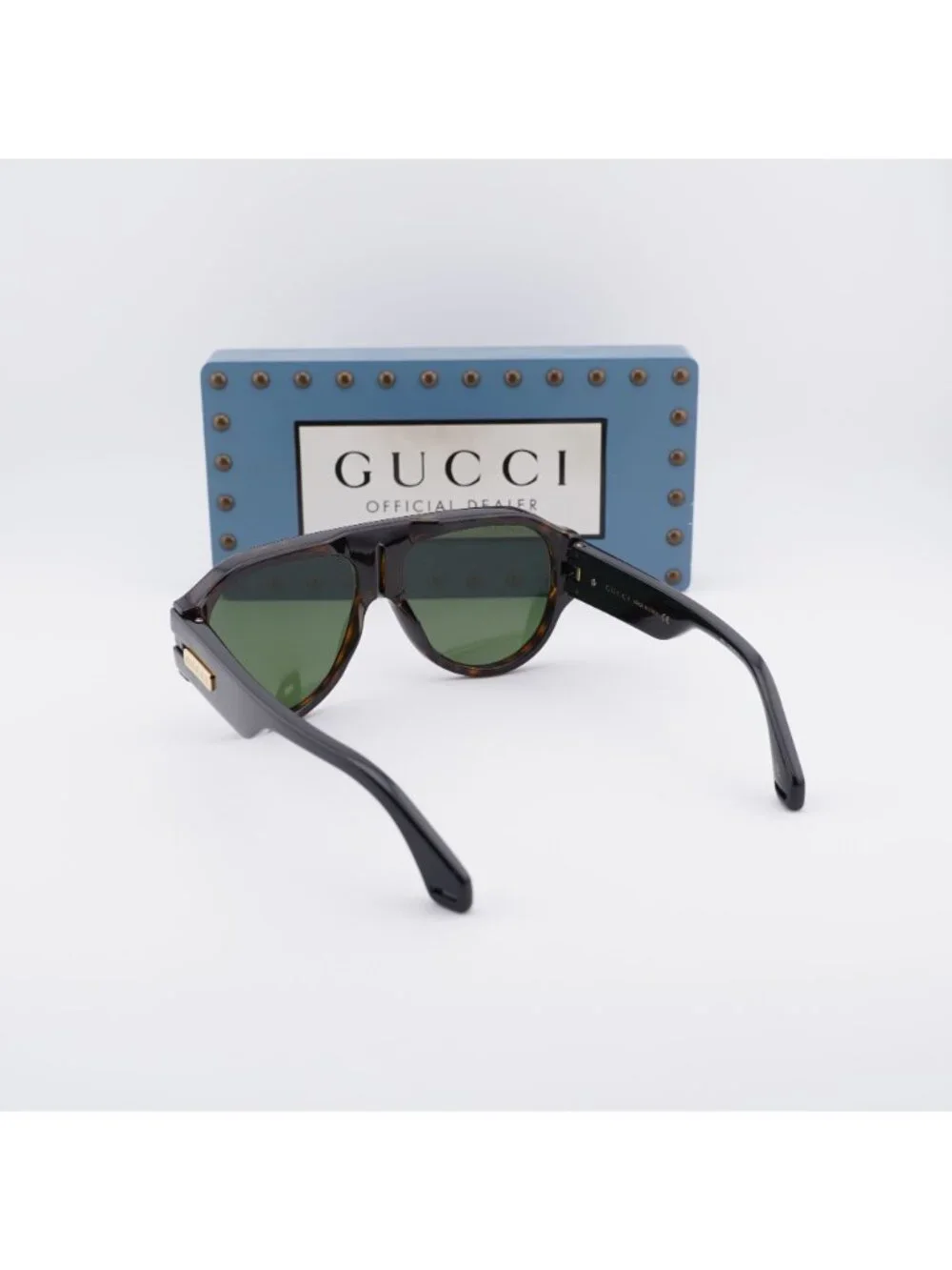 Gucci GG0665S 004 Aviator Sunglasses - Havana / Green